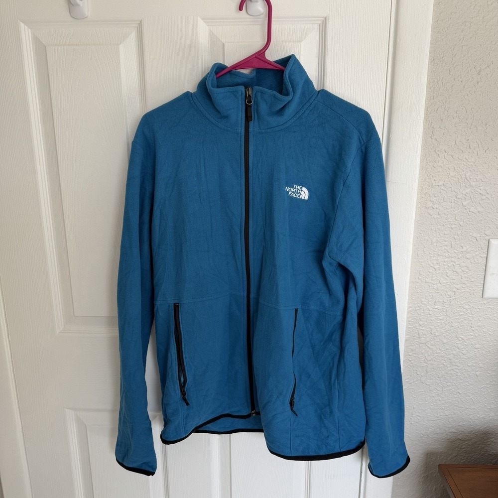 The North Face Men's Blue Fleece Full-Zip Jacket Size M Lightweight Pockets
